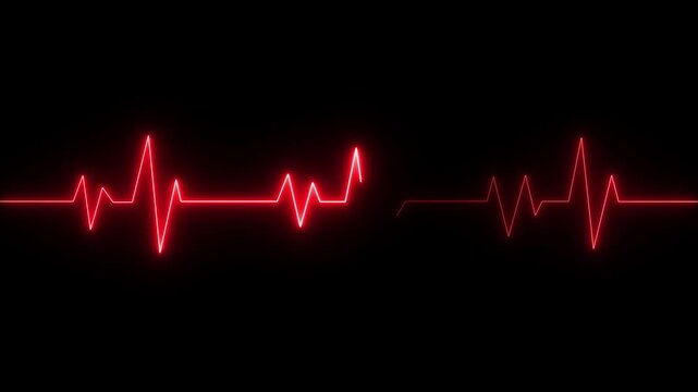 Heart beat pulse electrocardiogram show heart beat line icon animated video, One pulse line. ECG heartbeat monitor, ECG monitor, Heart beating and pumping.