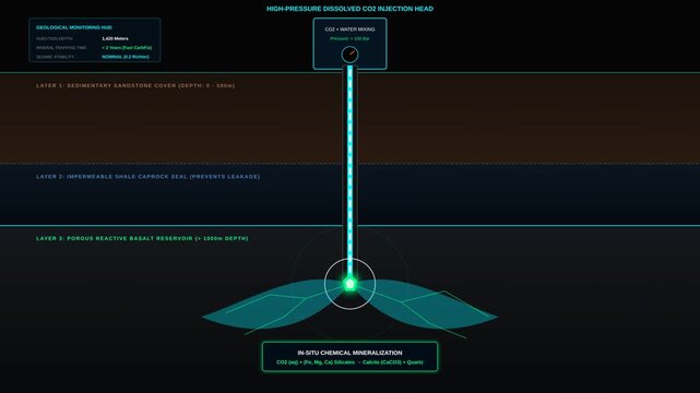 Carbon Capture and Geological CO2 Sequestration Process Diagram Animation for Climate Technology