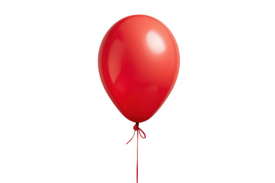 Red glossy balloon with tied knot and thin straight string