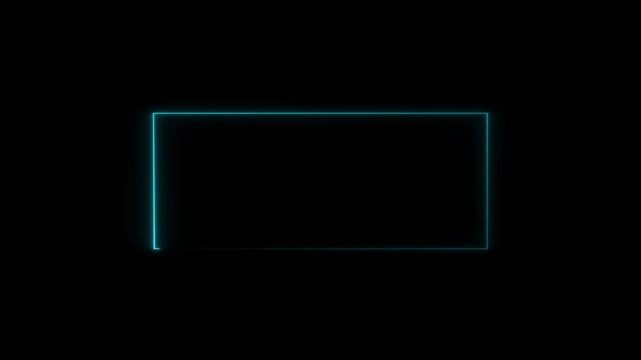 Animation of glowing neon rectangles abstract background. abstract glowing blue neon rectangle border frame. 4k animated on black