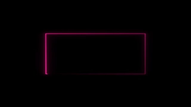 Animation of glowing neon rectangles abstract background. abstract glowing blue neon rectangle border frame. 4k animated on black