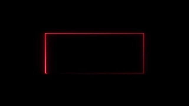 Animation of glowing neon rectangles abstract background. abstract glowing blue neon rectangle border frame. 4k animated on black