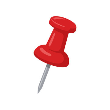 Red push pin icon isolated on white background