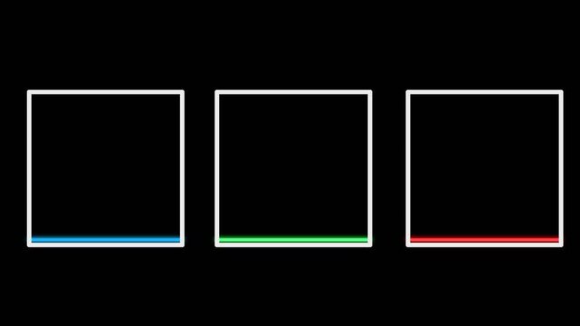 barcode scan animation on a transparent background, the barcode scan animation has 3 different colors