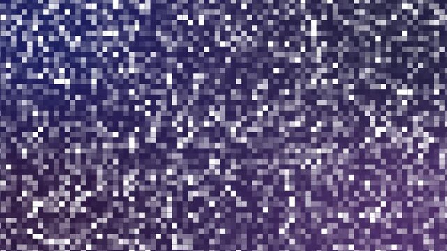 A digital mosaic or pixelated background composed of numerous small squares in varying shades of dark blue, purple, and white, creating a textured, abstract, and subtly gradient effect