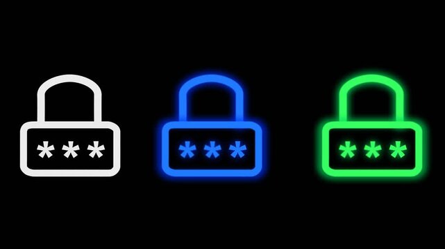 security lock animation on a transparent background, security lock animation with 3 different types of animations, animation represents strong data security