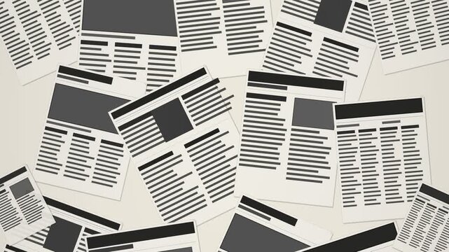 Stylized newspaper background with scattered overlapping press pages