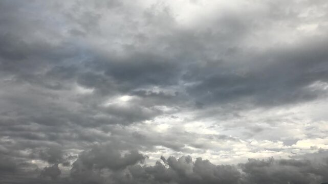 Time lapse cloudscape clouds moving across a partly cloudy mixed sky through changing weather.