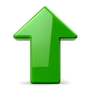 Green Up Arrow Isolated on White Background Growth Progress and Success Concept