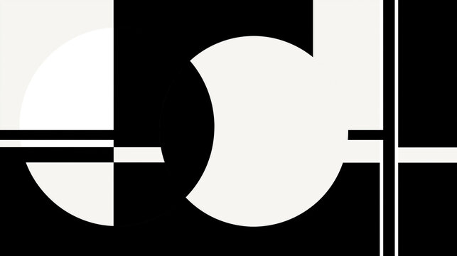 Minimalist Black and White Geometric Shapes Overlay Abstract Background