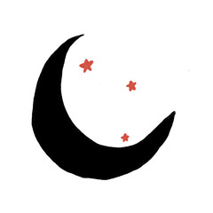 Whimsical Crescent Moon Halloween Hand Drawn Doodle © ega