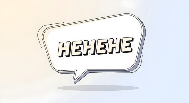 Comic speech bubble with hehehe text on gradient background.