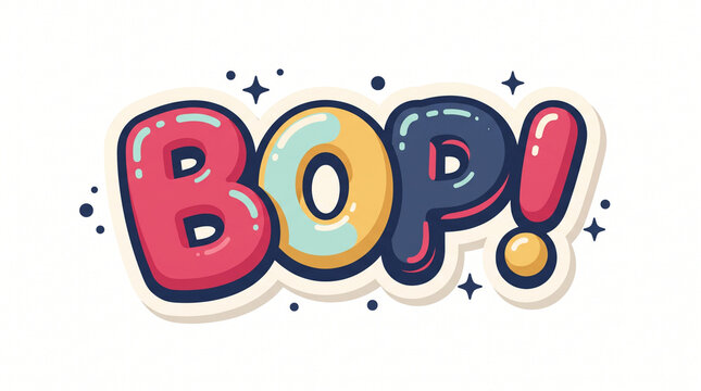 BOP Puffy Comic Lettering with Colorful Bubble Typography and Retro Sticker Style