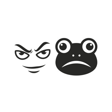 Mischievous smirk and sad frog face character icons