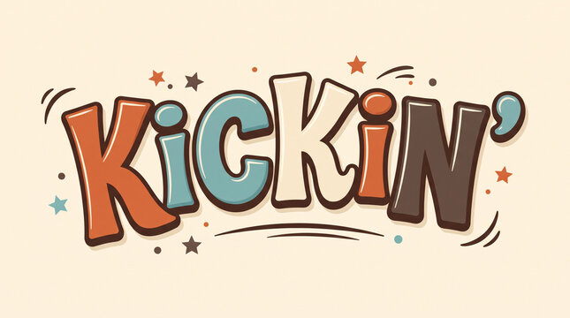KICKIN Retro Comic Lettering with Vintage Cartoon Typography and Pop Art Style
