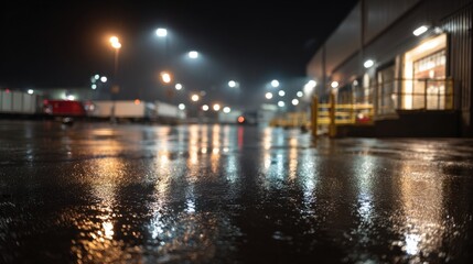 Fototapeta premium Rainy loading zone in industrial area with Canon EOS R5