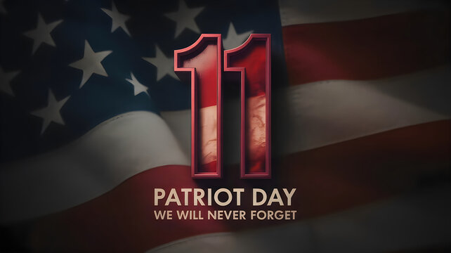 Patriot day tribute with american flag and never forget text