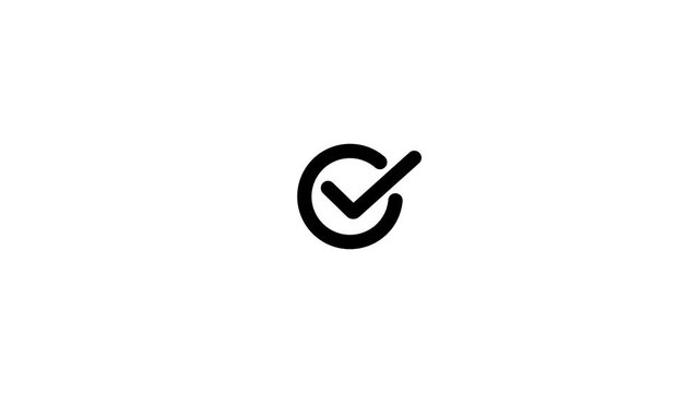 check mark on black background,check mark animation motion. Animated tick mark icon with circle loading animated on a black background.