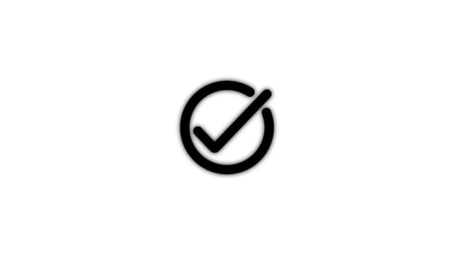 check mark on black background,check mark animation motion. Animated tick mark icon with circle loading animated on a black background.