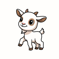 Fototapeta premium Charming cartoon goat kid standing cheerfully with expressive eyes with standing upright with animal
