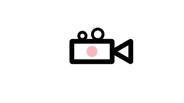 glowing camera record icon with flashing Red dot .Camera Recording Indicator Animation REC Icon Video Capture Loop 4K animation video