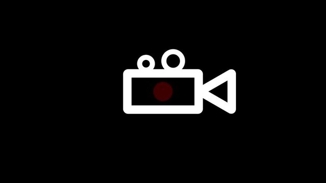 glowing camera record icon with flashing Red dot .Camera Recording Indicator Animation REC Icon Video Capture Loop 4K animation video