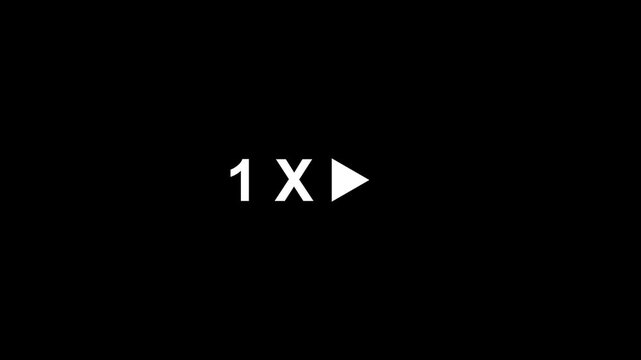White Minimalist 1 X Fast Forward Playback Speed Icon Animation .speed for music, video concept. 4k animation video