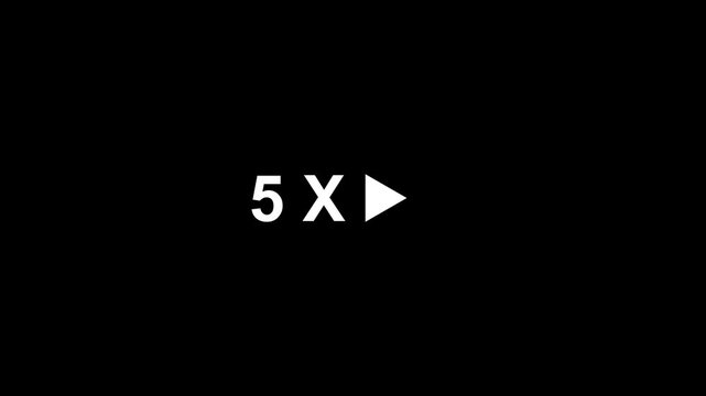 White Minimalist 5 X Fast Forward Playback Speed Icon Animation .speed for music, video concept. 4k animation video