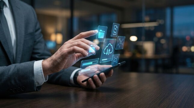 Person using augmented reality interface on smartphone