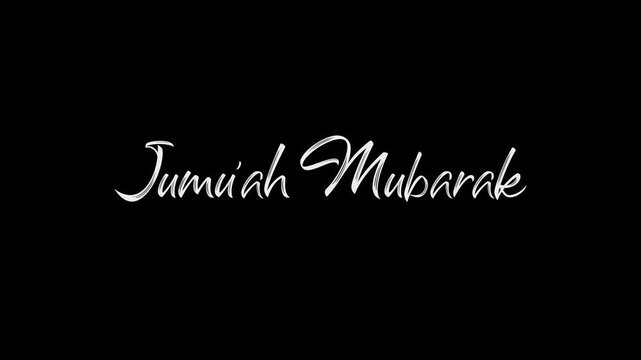 Elegant Jumuah Mubarak Calligraphy on Black Background for Islamic Friday Greetings