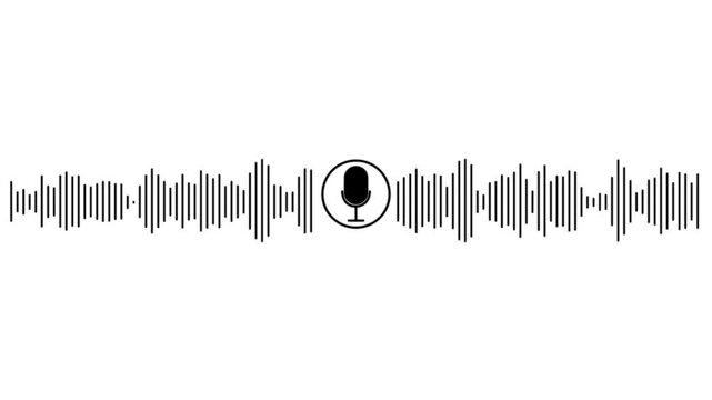 Abstract white audio wave animation, digital sound frequency spectrum visualizer,audio visualizer lines isolated on black background,