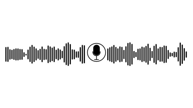 Abstract white audio wave animation, digital sound frequency spectrum visualizer,audio visualizer lines isolated on black background,