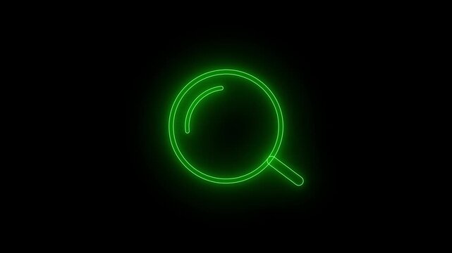 glowing Neon searching icon animated video  design.simple magnify icon magnify Analysis data.