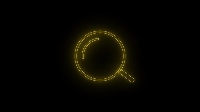 glowing Neon searching icon animated video  design.simple magnify icon magnify Analysis data.