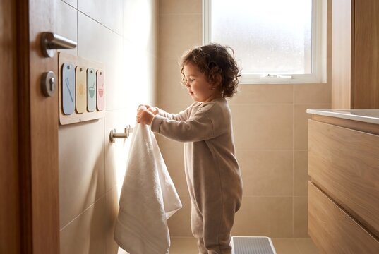 Child Practicing Handwashing And Personal Hygiene Routine