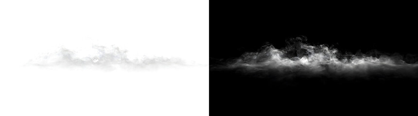 Fototapeta premium White fog smoke overlay of swirling mist cloud on black background for design use in PNG, Transparent and Black Background Versions