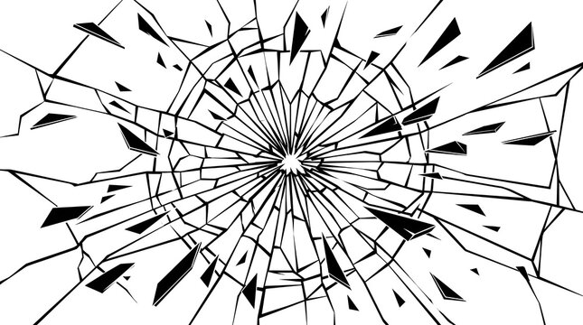 Shattered glass texture isolated on white background