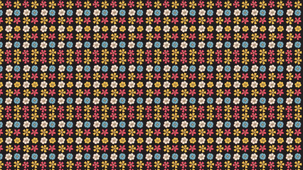 Obraz premium Multi-colored floral inspired woven fabric textile background pattern with grid structure colorful material background abstract