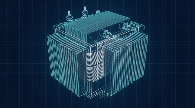 Electrical transformer engineering wireframe