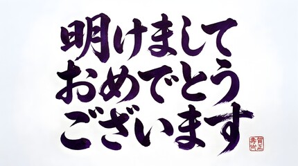 Fototapeta premium Japanese calligraphy new year greeting text horizontal layout