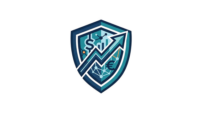 3D blue shield emblem with glowing cross symbol for cybersecurity and protection design
