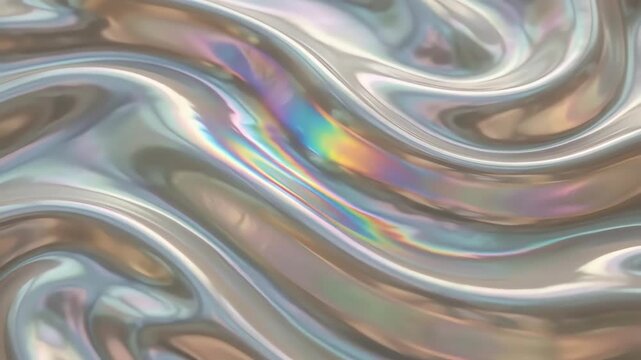 Abstract iridescent mother of pearl background with organic liquid motion and shimmering pearlescent waves flowing smoothly