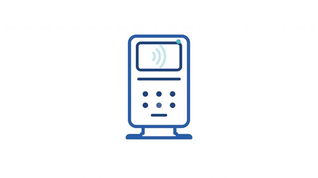 Contactless payment pos terminal device line icon motion graphics animation video