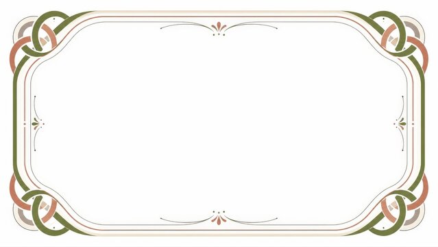 Ornamental Rectangular Frame with Green and Orange Knot Border