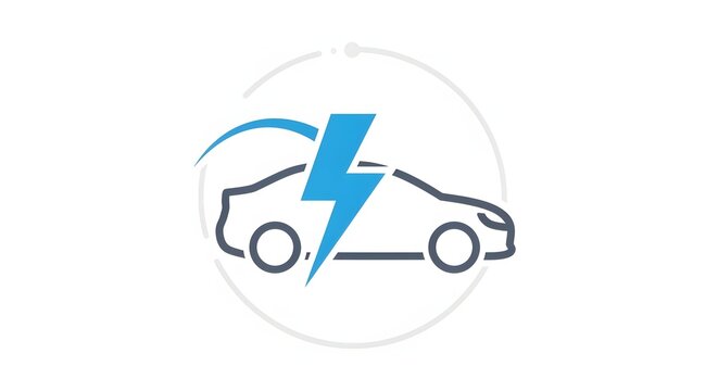 Electric car icon, eco-friendly vehicle concept, modern EV symbol, green energy design