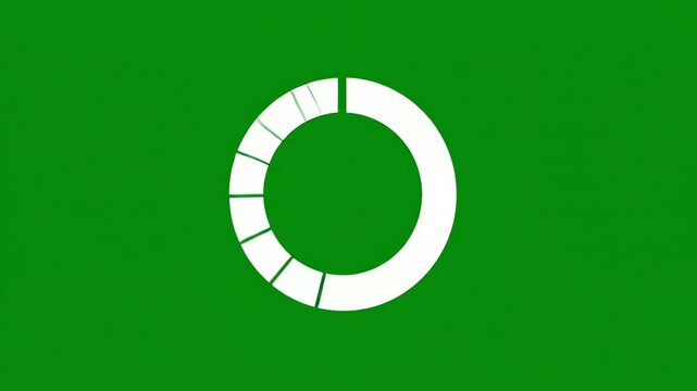 Minimalist circular buffering icon rotating steadily against a solid green screen background for video editing overlays