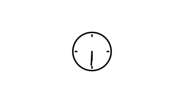 Animated clock icon with fast spinning hands time lapse, minimalist analog clock ticking on dark neon green and light background, graphic concept