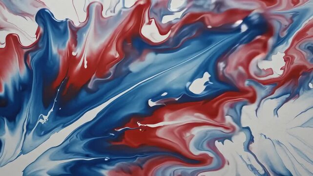 Abstract red white and blue tie dye watercolor waves flowing in a bird eye view for a patriotic Independence Day background