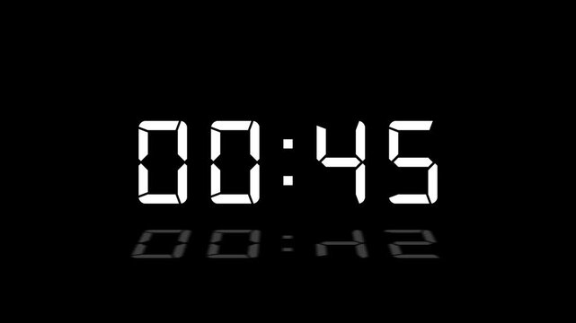 1 Minute to 0 Second Countdown Timer Animation, Stopwatch and Analog Clock Icon 4K