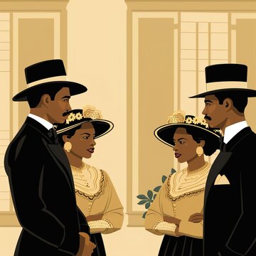 Elegant Black Couples in Vintage Formal Attire